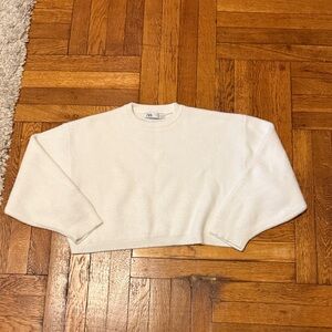 Zara White Cropped Sweater